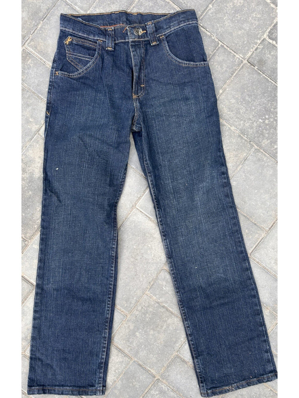 Wrangler Boys Jeans Tag Sz 14 Slim Measured 25W x 27L Dark Wash Adjustable Waist